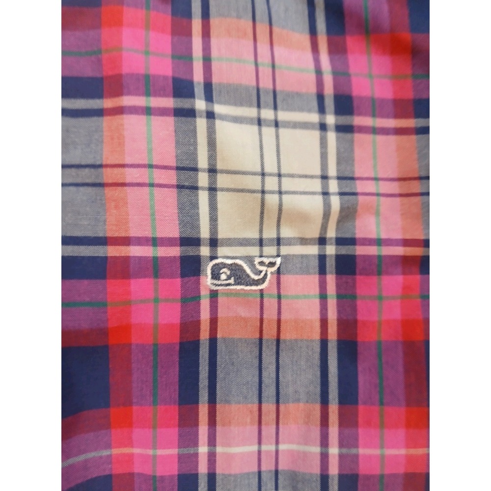 VINEYARD VINES Pink Blue & White Gingham Check Whale Logo Shirt Top Size SMALL - Picture 4 of 9